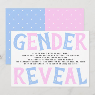 Modern Typography Gender Reveal Party! Baby Shower Invitation