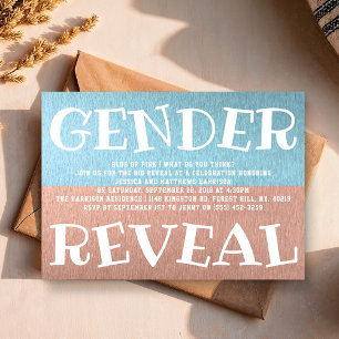 Modern Typography Gender Reveal Party! Baby Shower Invitation