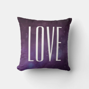 Modern Typography Glitter Blue Purple  Love Throw Pillow