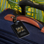 modern typography gold 100th birthday  luggage tag<br><div class="desc">Celebrate your special birthday in style with this monochrome and gold effect Making 100 look good birthday thank you tag. Change the background colour to customize. Part of a collection.</div>