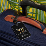 modern typography gold 90th birthday luggage tag<br><div class="desc">Celebrate your special birthday in style with this monochrome and gold effect Making 90 look good birthday thank you tag. Change the background colour to customize. Part of a collection.</div>