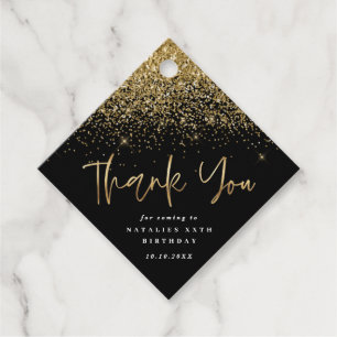 Modern typography gold birthday thank you favour   tags