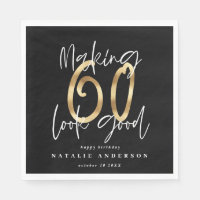 Modern typography gold black 60th birthday party