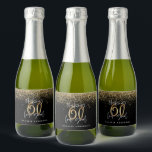 Modern typography gold glitter chic 60th birthday  sparkling wine label<br><div class="desc">Celebrate your 60th birthday in style with these black,  white and gold glitter effect making 60 look good wine,  beer and water party labels. A modern design with script text and bold graphics. Change the colour to customise. Part of a collection.</div>