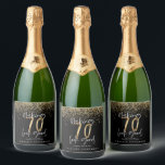 Modern typography gold glitter chic 70th birthday sparkling wine label<br><div class="desc">Celebrate your 70th birthday in style with these black,  white and gold glitter effect making 70 look good wine,  beer and water party labels. A modern design with script text and bold graphics. Change the colour to customise. Part of a collection.</div>