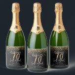 Modern typography gold glitter chic 70th birthday sparkling wine label<br><div class="desc">Celebrate your 70th birthday in style with these black,  white and gold glitter effect making 70 look good wine,  beer and water party labels. A modern design with script text and bold graphics. Change the colour to customise. Part of a collection.</div>