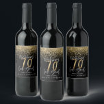 Modern typography gold glitter chic 70th birthday wine label<br><div class="desc">Celebrate your 70th birthday in style with these black,  white and gold glitter effect making 70 look good wine,  beer and water party labels. A modern design with script text and bold graphics. Change the colour to customise. Part of a collection.</div>