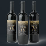 Modern typography gold glitter chic 70th birthday wine label<br><div class="desc">Celebrate your 70th birthday in style with these black,  white and gold glitter effect making 70 look good wine,  beer and water party labels. A modern design with script text and bold graphics. Change the colour to customise. Part of a collection.</div>