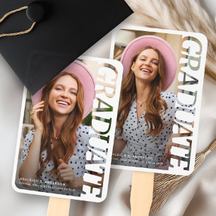 Modern Typography Graduate 2 Photo Graduation Hand Fan