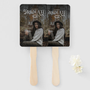 Modern Typography Graduate Photo Graduation Hand Fan