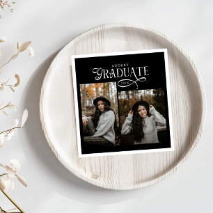 Modern Typography Graduate Photo Graduation Napkin