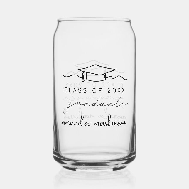 Modern Typography Graduation Class of Can Glass (Front)