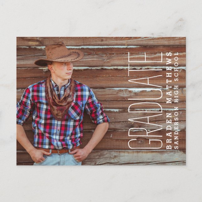 Modern Typography Graduation Party Invitation Postcard (Front)