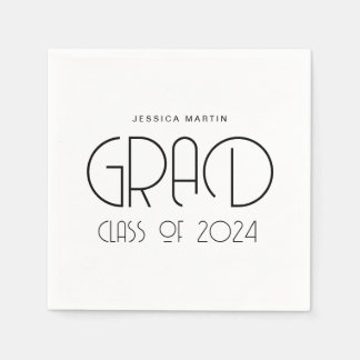 Modern Typography Graduation Party  Napkin