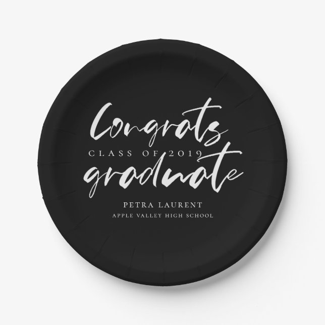 Modern Typography Graduation Party Paper Plate (Front)