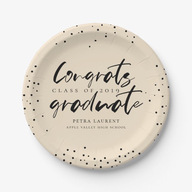 Modern Typography Graduation Party Paper Plate (Front)