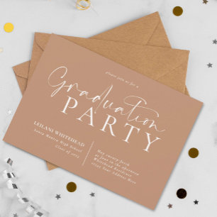 Modern Typography Graduation Party Tan Invitation