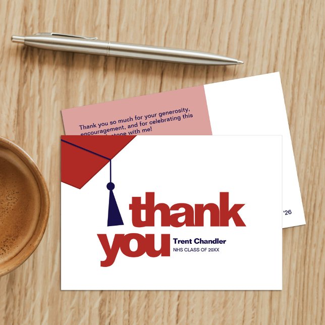 Modern Typography Graduation Thank You Card (Creator Uploaded)