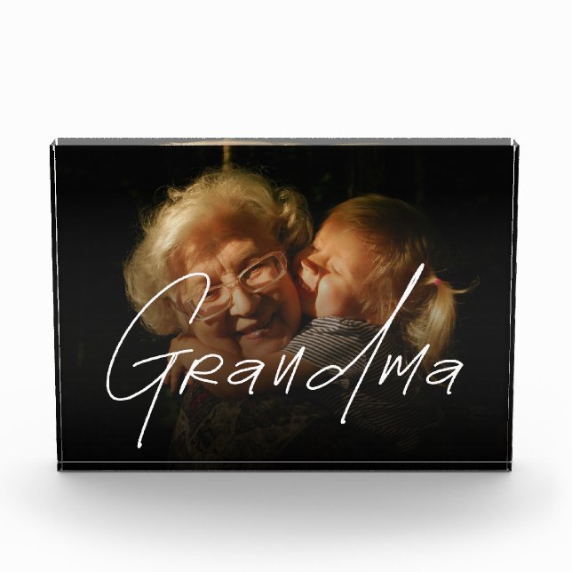 Modern Typography Grandma Custom Photo Gift Block (Front)