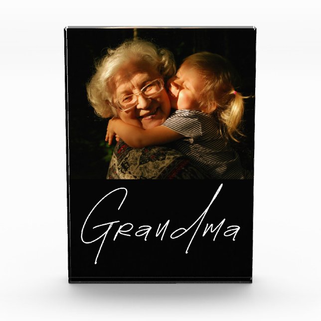 Modern Typography Grandma Custom Photo Gift Block (Front)