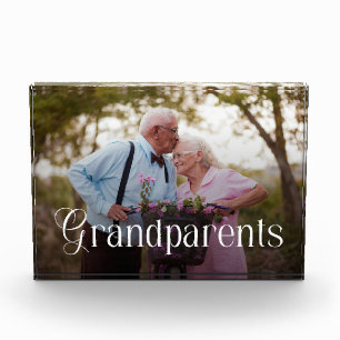 Modern Typography Grandparents Custom Photo Gift Block
