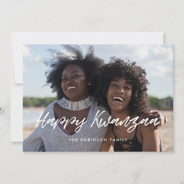 Modern typography Happy Kwanzaa photo Holiday Card (Front)