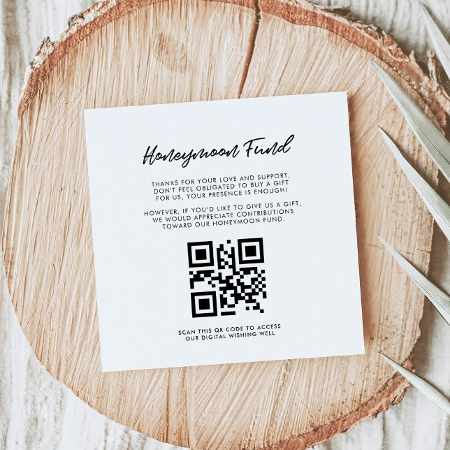 Modern typography Honeymoon fund QR code Enclosure Card (Creator Uploaded)