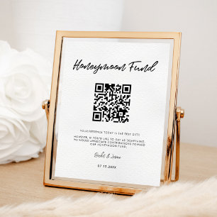 Modern typography Honeymoon fund QR code Poster