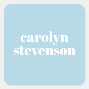 Modern Typography in Blue Personalized Name Square Sticker