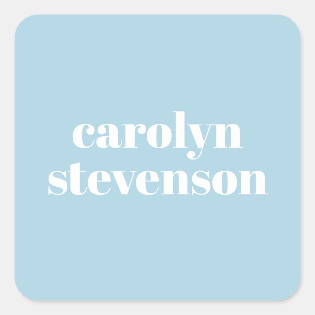Modern Typography in Blue Personalized Name  Square Sticker (Front)