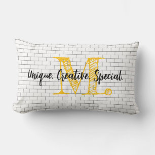 Modern Typography INITIAL Affirmation Words Unique Lumbar Pillow
