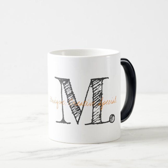 Modern Typography INITIAL Descriptive Words Unique Magic Mug (Front Right)