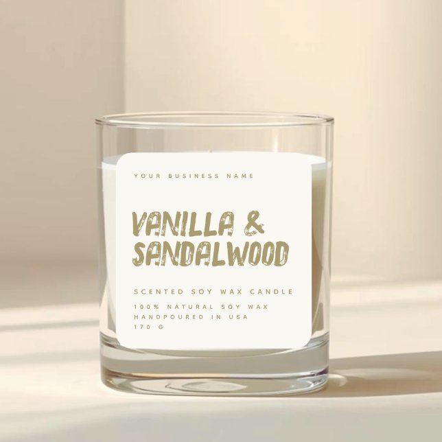 Modern typography ivory elegant soy candle label (Creator Uploaded)