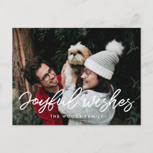 Modern typography Joyful wishes Holiday photo Postcard