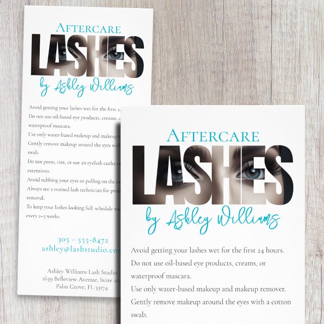 Modern typography "LASHES by" aftercare Rack Card (Creator Uploaded)
