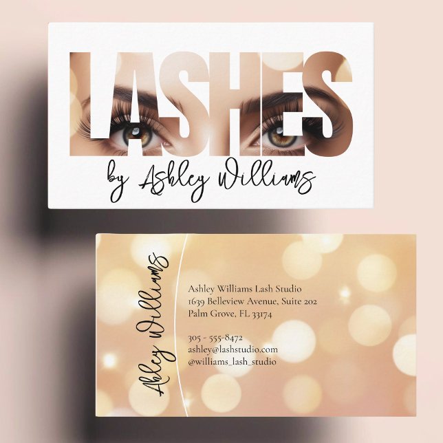 Modern typography "LASHES by" lash artist Business Card (Creator Uploaded)
