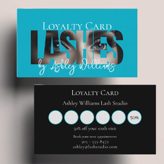 Modern typography "LASHES by" lash artist Loyalty Card