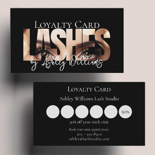 Modern typography "LASHES by" lash artist Loyalty Card