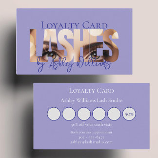 Modern typography "LASHES by" lash artist Loyalty Card
