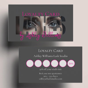 Modern typography "LASHES by" lash artist Loyalty Card