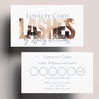Modern typography "LASHES by" lash artist Loyalty Card