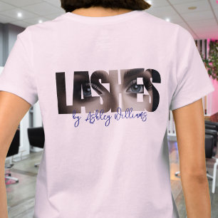 Modern typography "LASHES by" lash artist T-Shirt