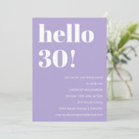 Modern Typography Lavender 30th Birthday Party