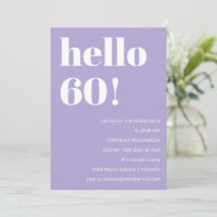 Modern Typography Lavender 60th Birthday Party