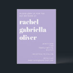 Modern Typography Lavender Purple Bat Mitzvah Invitation<br><div class="desc">Bold Typography Lavender Purple Simple Modern Bat Mitzvah Invitation</div>