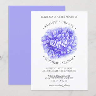 Modern Typography Lavender Purple Peony Wedding Invitation