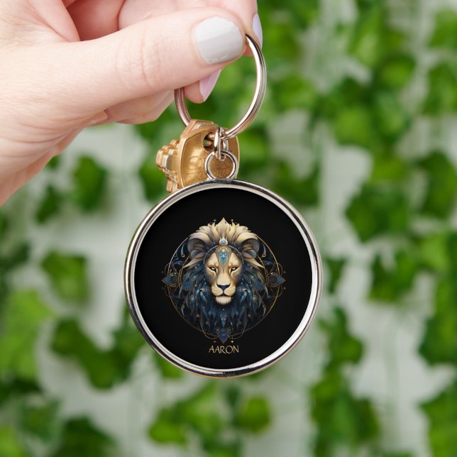 Modern Typography Lion Star Sign Astrology Leo Keychain (Creator Uploaded)