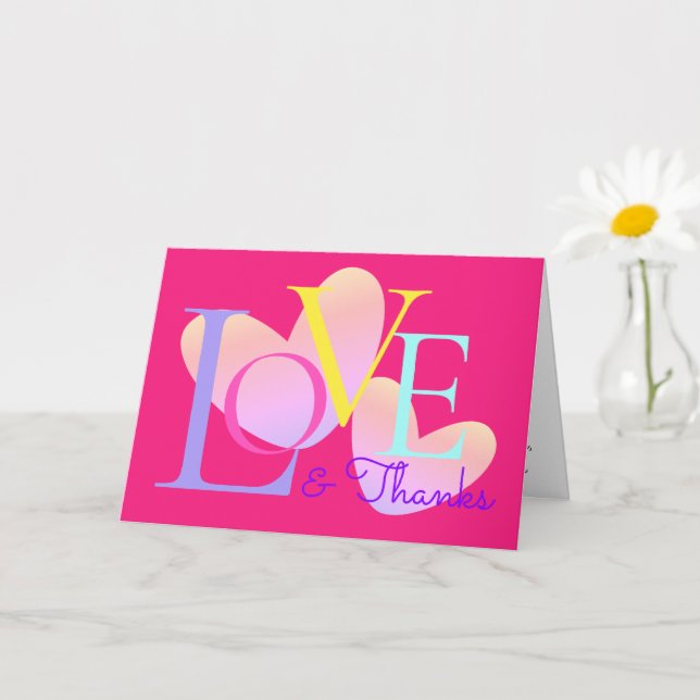 Modern Typography Love And Thanks Text Design Card (Small Plant)