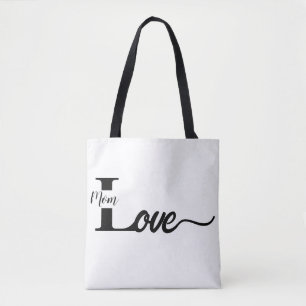 Modern Typography Love Mom Black & White Tote Bag