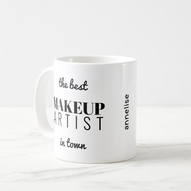 Modern typography makeup artist profession funny coffee mug (Front Left)